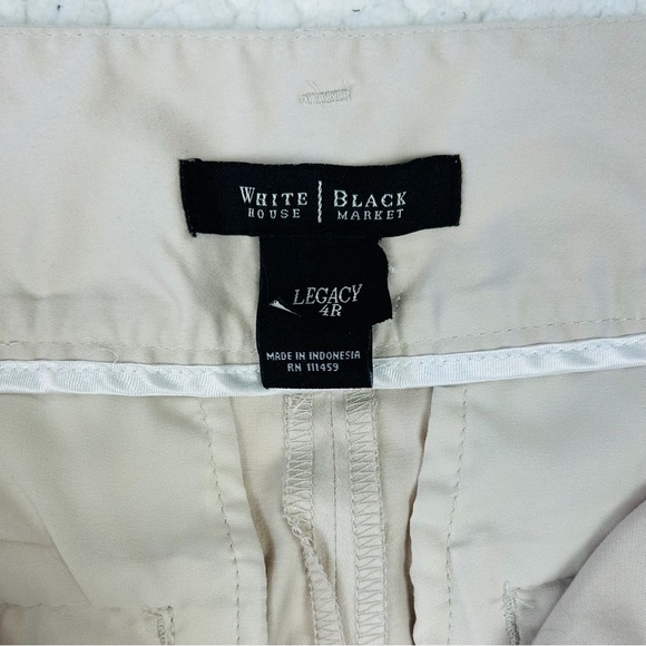 White House Black Market 2 Piece Pants Suit Size 4 Beige Tweed Embellished - Picture 13 of 15